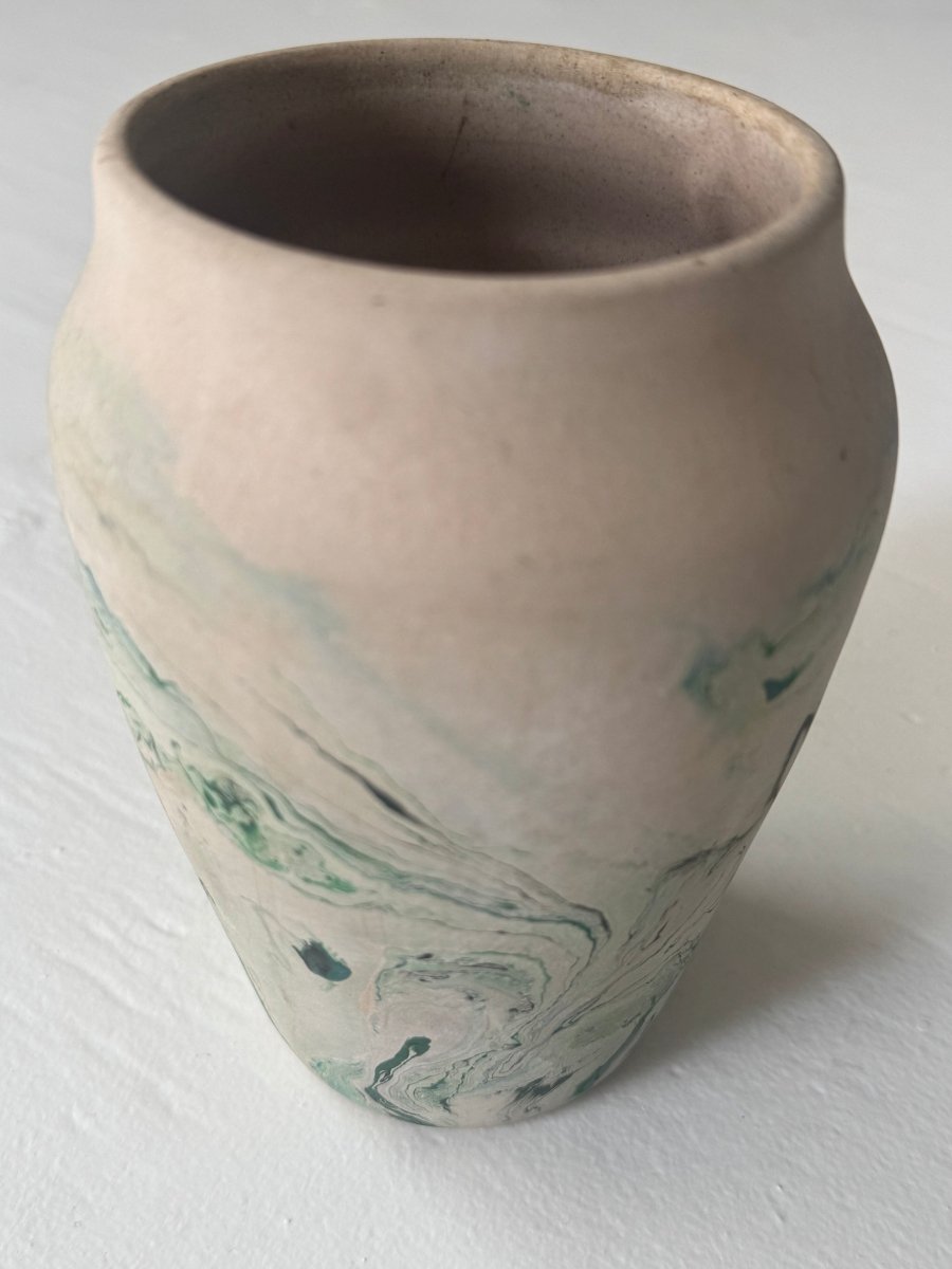 Vintage Nemadji Pottery - Green + Blue - Diamonds & Rust