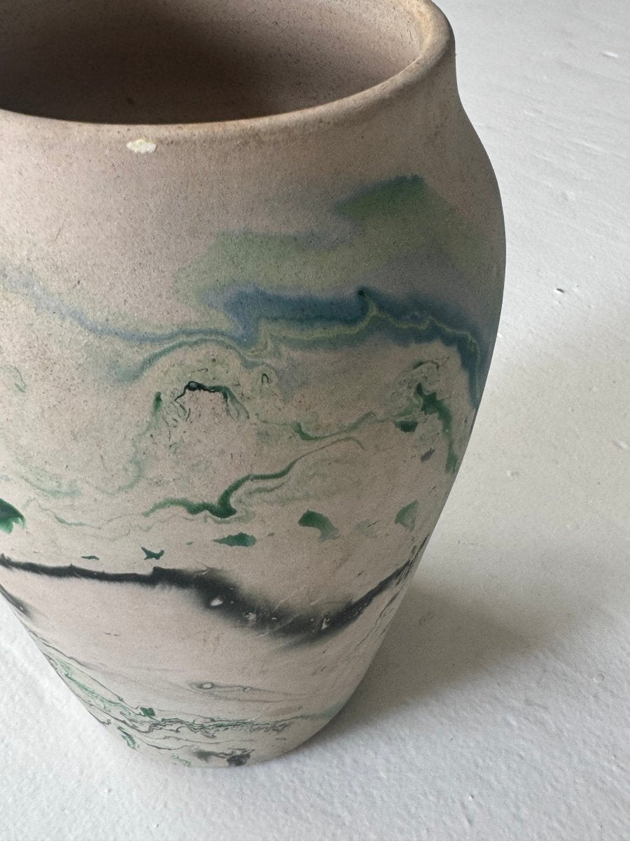 Vintage Nemadji Pottery - Green + Blue - Diamonds & Rust