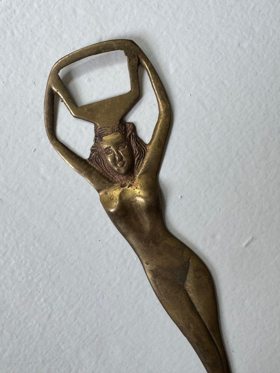 Vintage Nude Lady Brass Bottle Opener - Diamonds & Rust