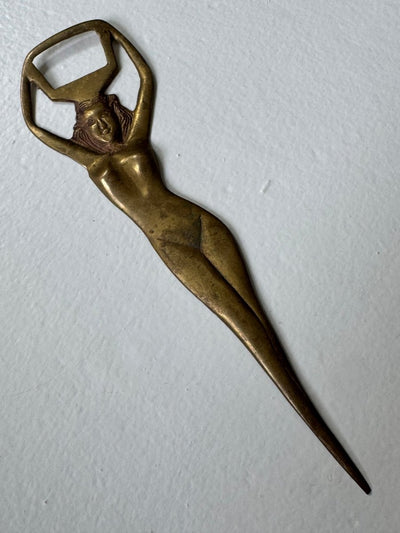 Vintage Nude Lady Brass Bottle Opener - Diamonds & Rust