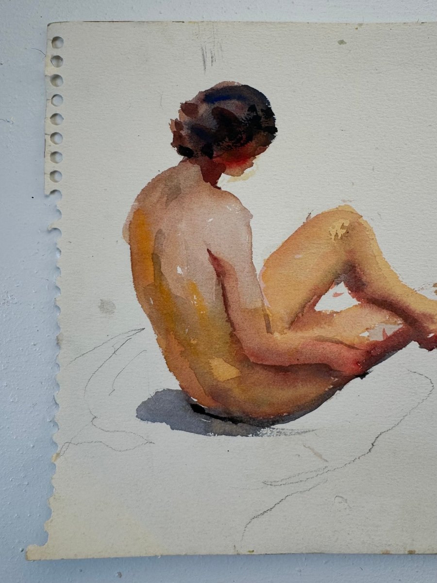 Vintage Nude Sketch - Diamonds & Rust