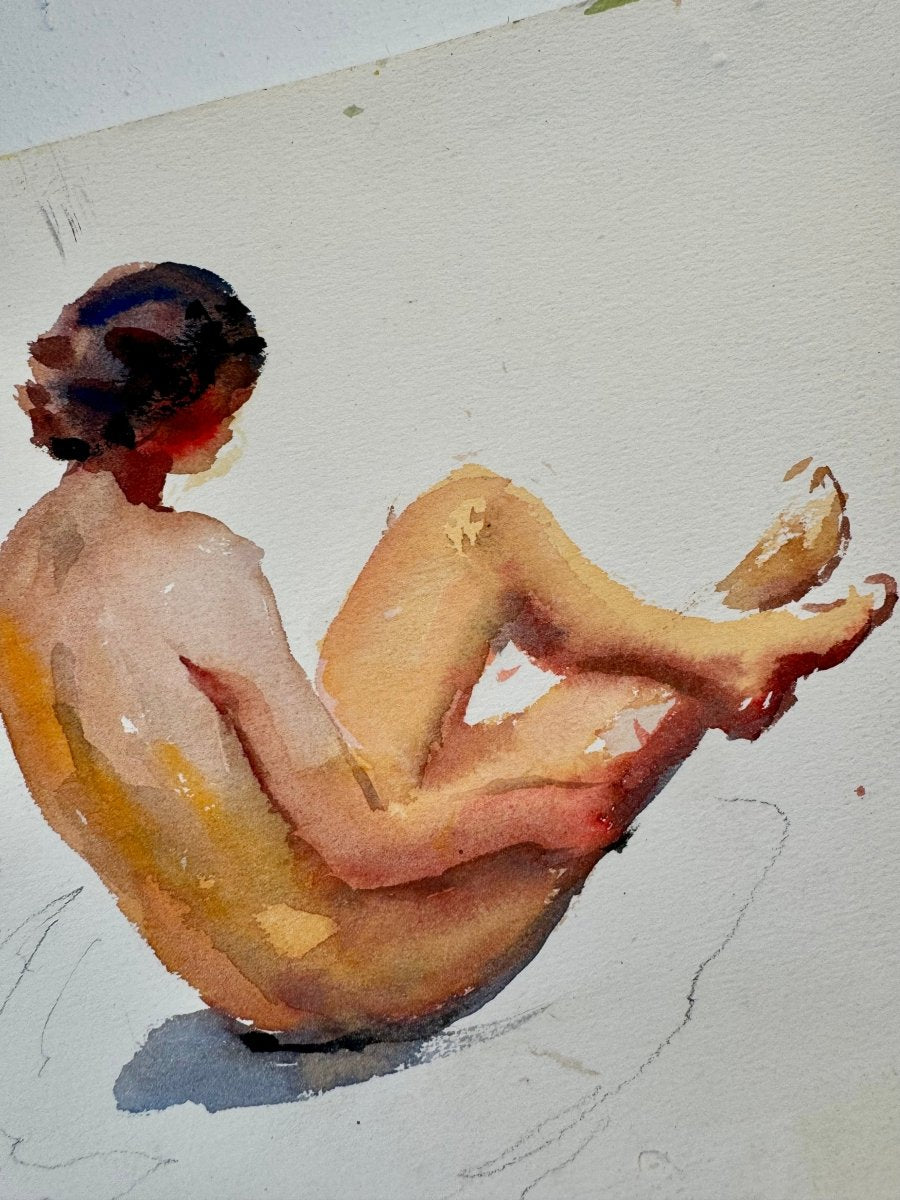 Vintage Nude Sketch - Diamonds & Rust