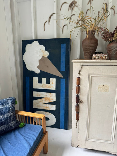 Vintage ONE Ice Cream Cone Metal Sign - Diamonds & Rust
