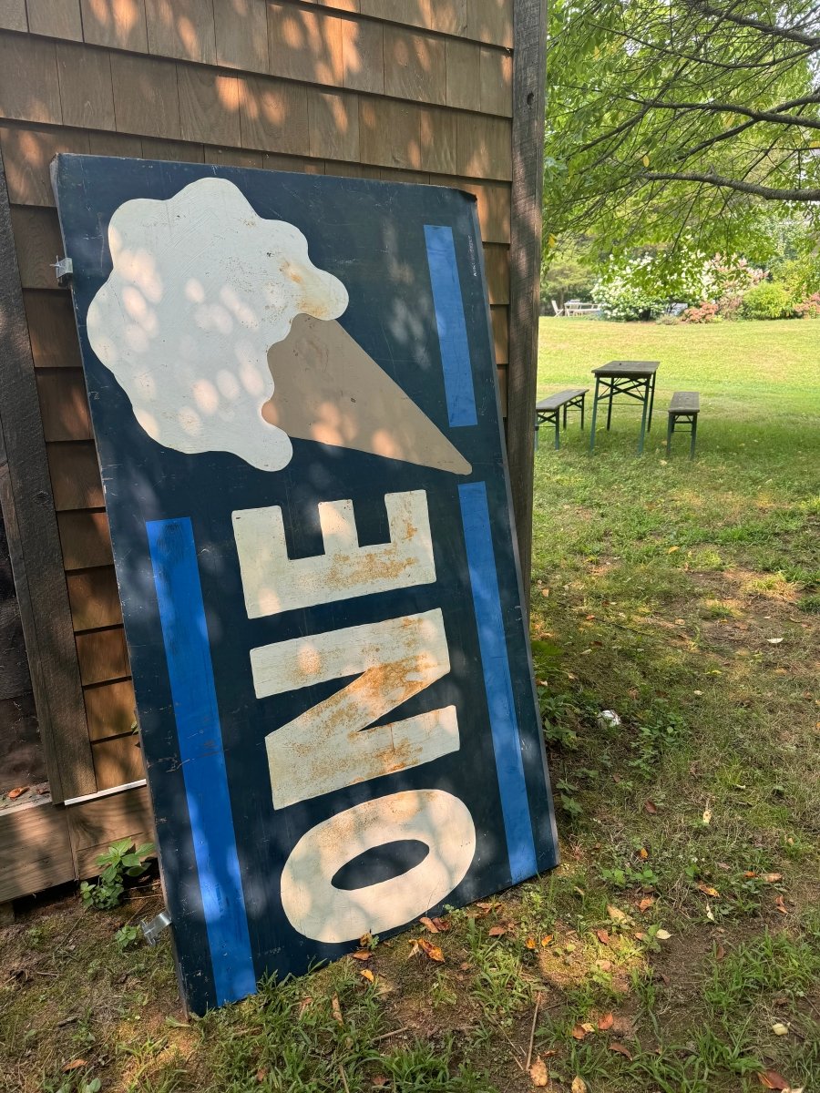 Vintage ONE Ice Cream Cone Metal Sign - Diamonds & Rust