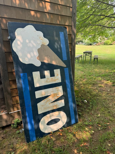 Vintage ONE Ice Cream Cone Metal Sign - Diamonds & Rust