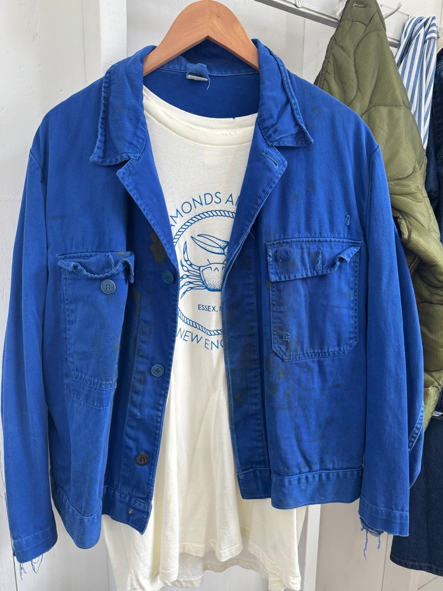 Vintage Painters Chore Coat - Bright Blue - Diamonds & Rust