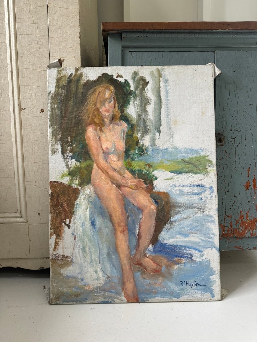 Vintage Painting: Nude Woman - Diamonds & Rust