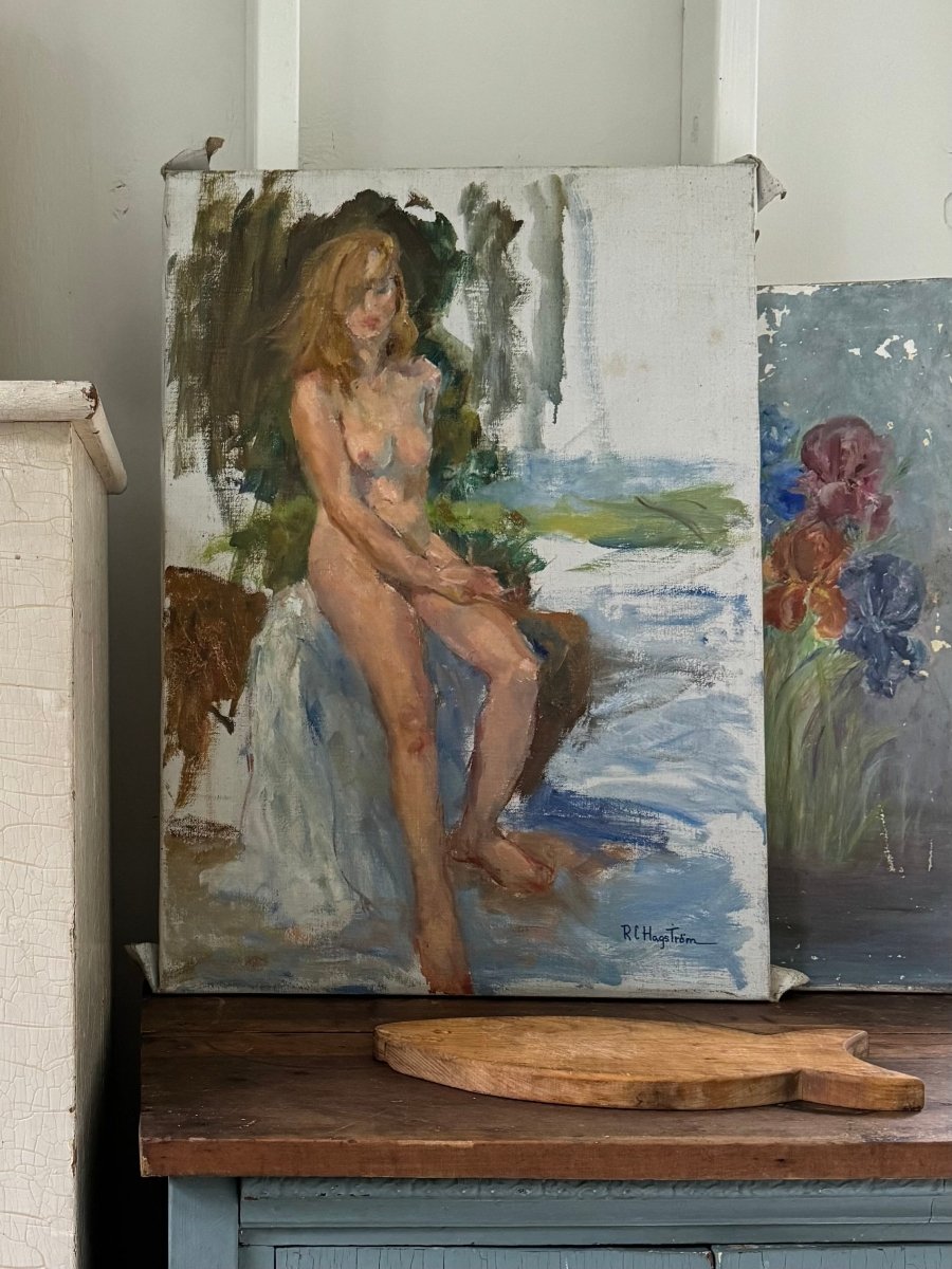 Vintage Painting: Nude Woman - Diamonds & Rust