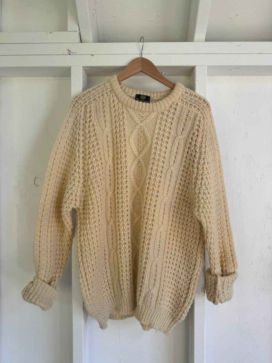 Vintage Pure Wool Fisherman's Sweater - Diamonds & Rust