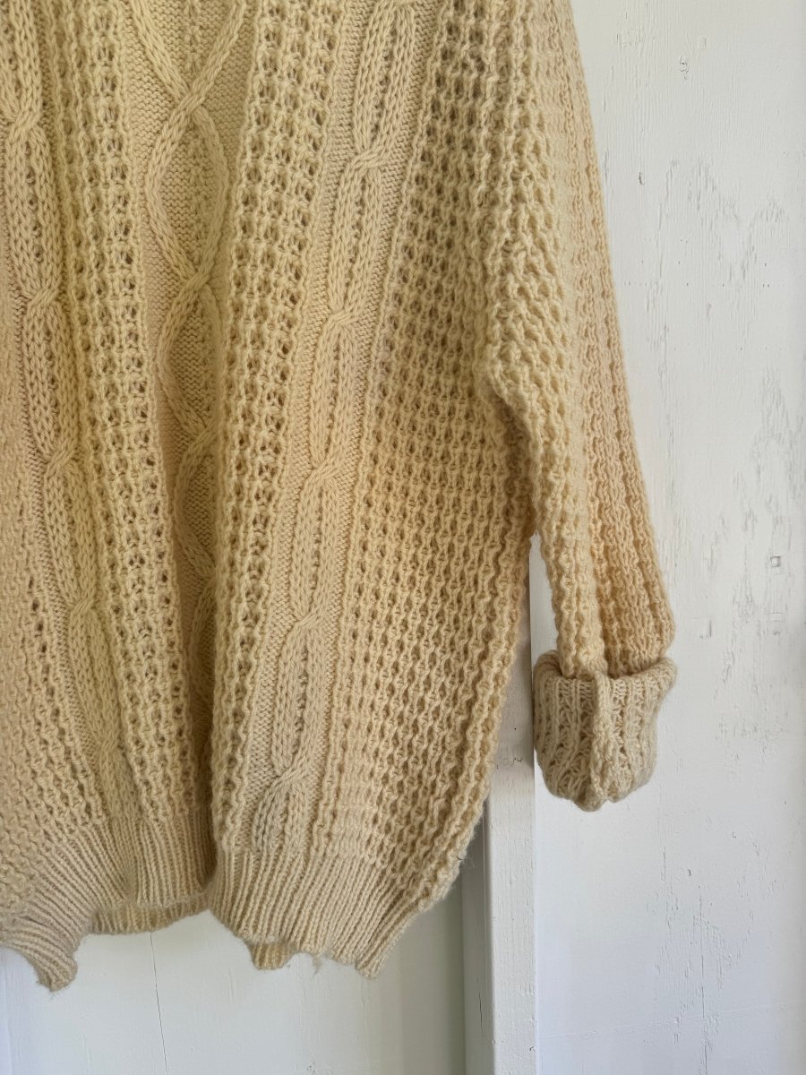 Vintage Pure Wool Fisherman's Sweater - Diamonds & Rust