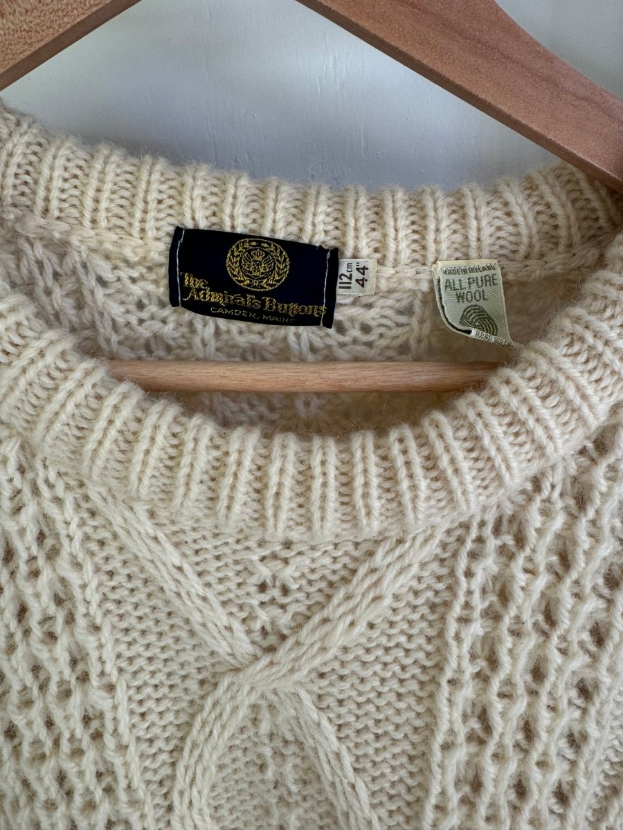 Vintage Pure Wool Fisherman's Sweater - Diamonds & Rust