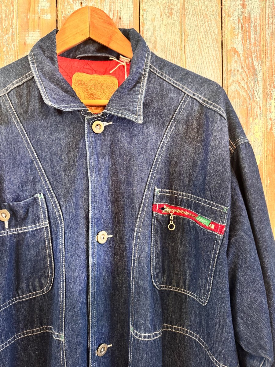 Vintage Quilt Lined Chore Coat - Red - Diamonds & Rust