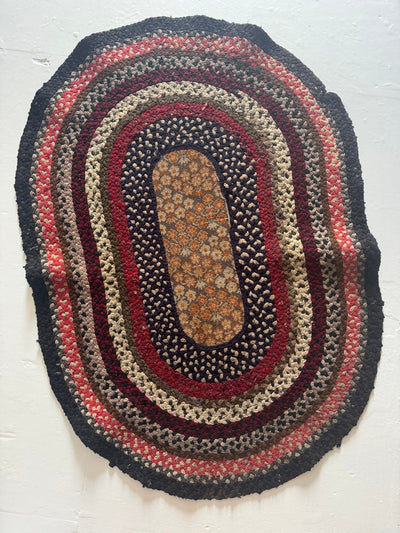 Vintage Rag Rug - Orange Center - Diamonds & Rust