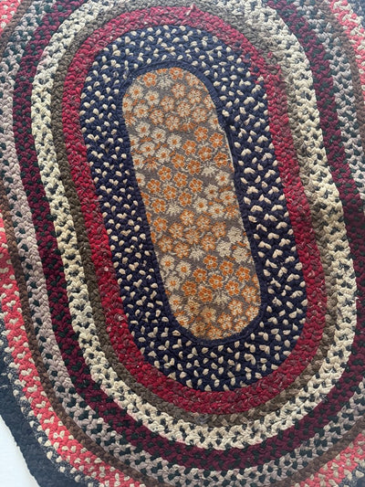 Vintage Rag Rug - Orange Center - Diamonds & Rust