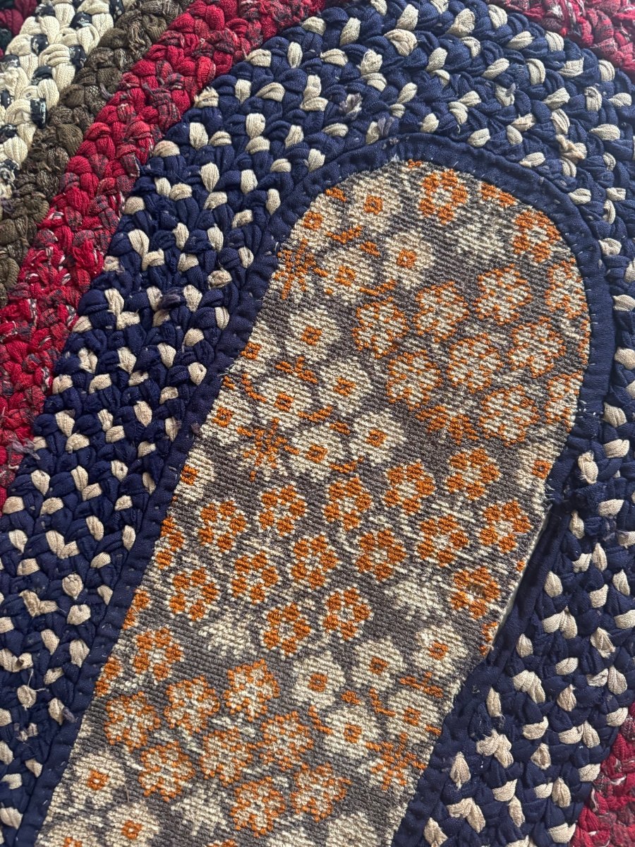 Vintage Rag Rug - Orange Center - Diamonds & Rust