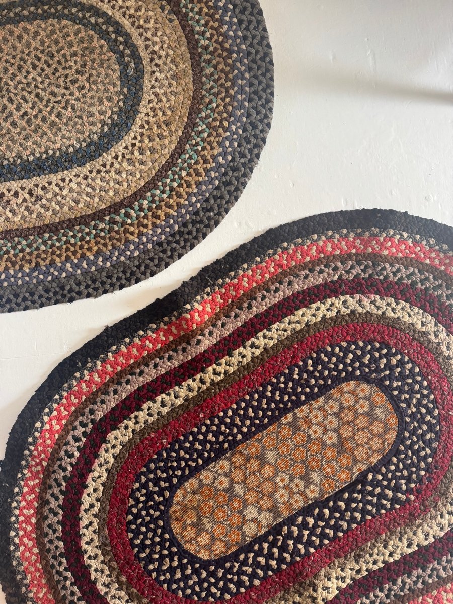 Vintage Rag Rug - Orange Center - Diamonds & Rust