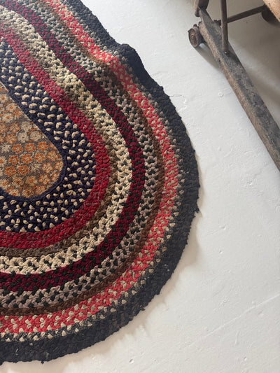 Vintage Rag Rug - Orange Center - Diamonds & Rust