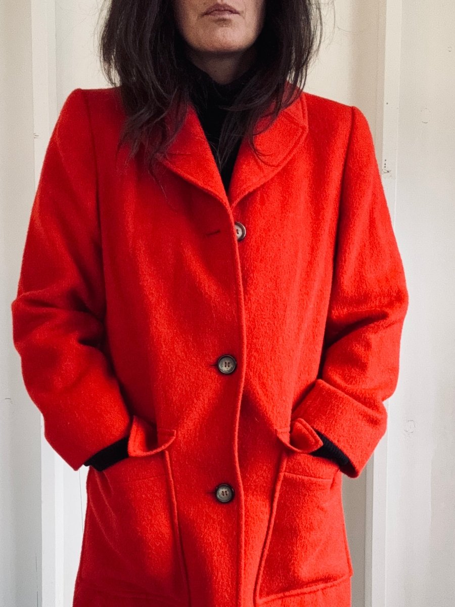 Vintage Red Wool Coat - Diamonds & Rust