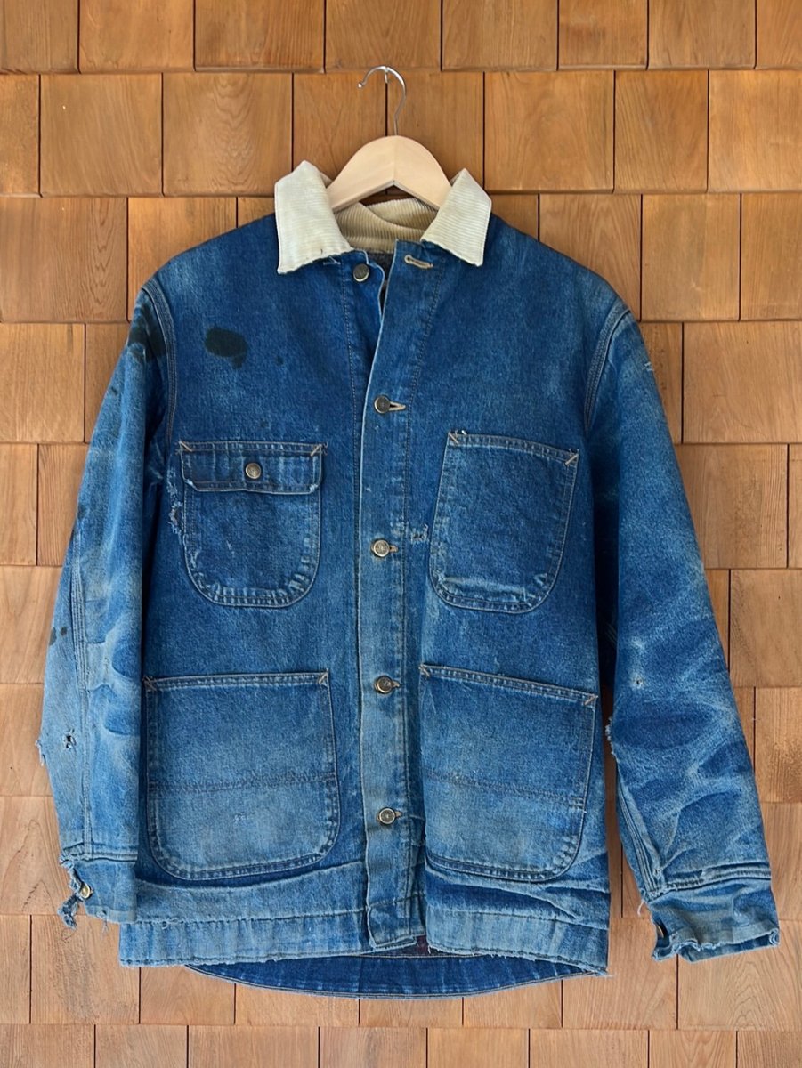 Vintage Roebucks Blanket Lined Denim Chore Coat - Diamonds & Rust