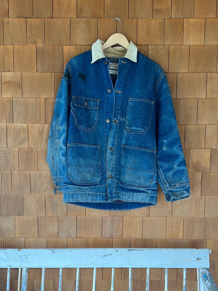 Vintage Roebucks Blanket Lined Denim Chore Coat - Diamonds & Rust