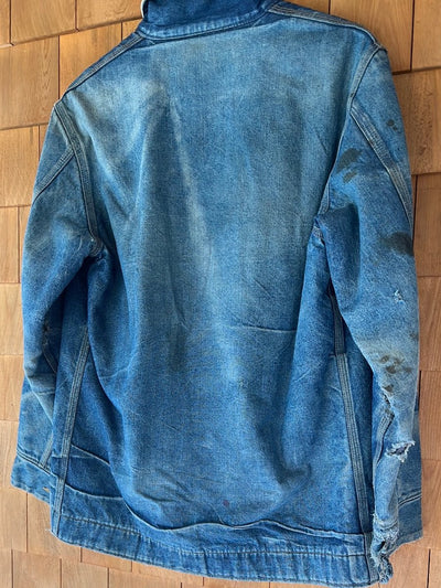 Vintage Roebucks Blanket Lined Denim Chore Coat - Diamonds & Rust