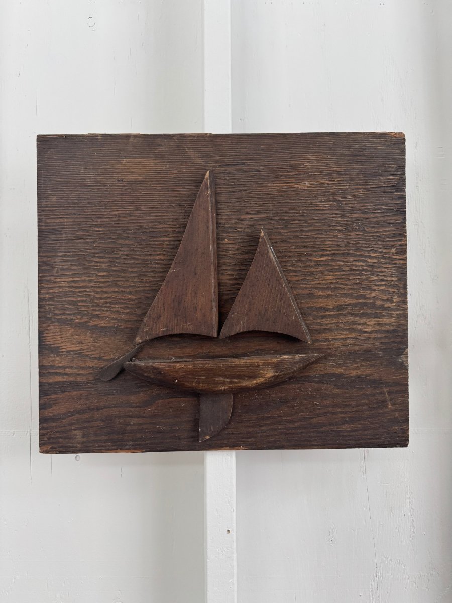 Vintage Sailboat Folk Art - Diamonds & Rust