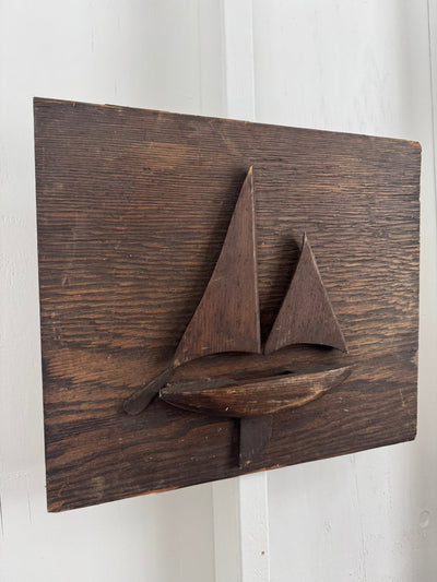 Vintage Sailboat Folk Art - Diamonds & Rust