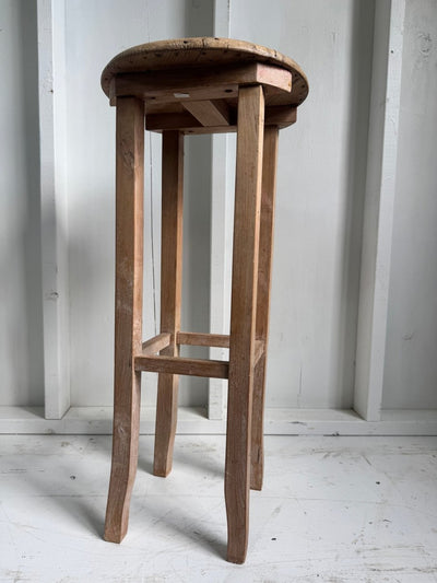 Vintage Scrubbed Pine Stool - Diamonds & Rust
