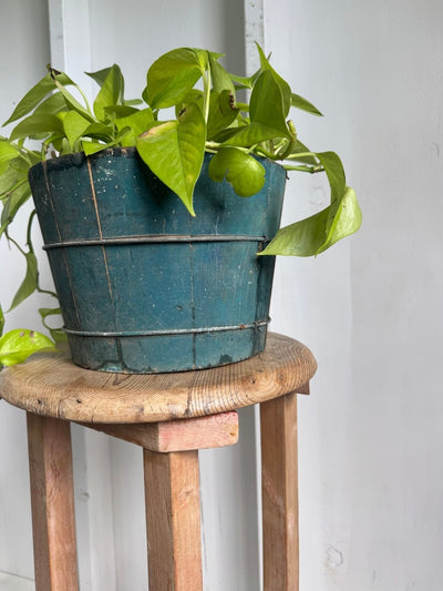 Vintage Scrubbed Pine Stool - Diamonds & Rust