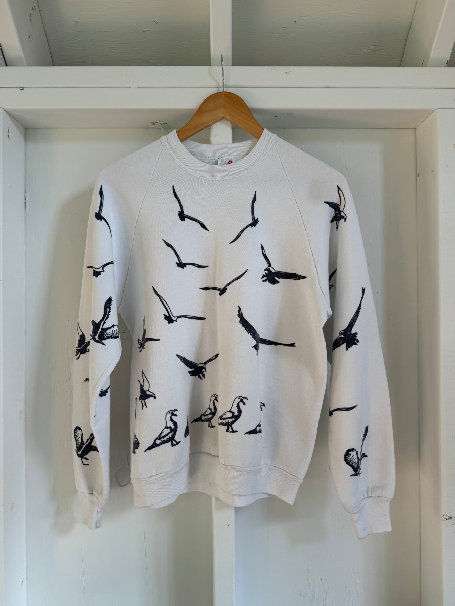 Vintage Seagull Raglan Sweatshirt - White - Diamonds & Rust