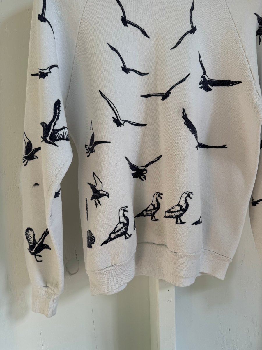 Vintage Seagull Raglan Sweatshirt - White - Diamonds & Rust