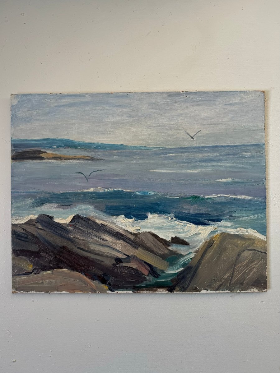 Vintage Seascape Painting - Diamonds & Rust