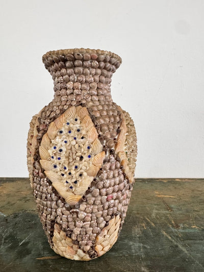 Vintage Shell Encrusted Vase - Diamonds & Rust