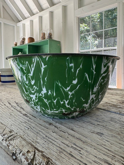 Vintage Splatter Enamelware Bowl - Green - Diamonds & Rust