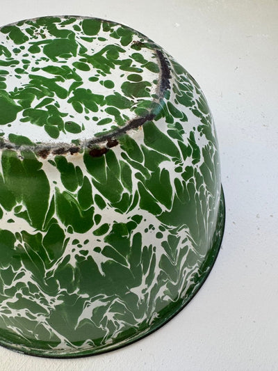 Vintage Splatter Enamelware Bowl - Green - Diamonds & Rust