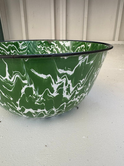 Vintage Splatter Enamelware Bowl - Green - Diamonds & Rust