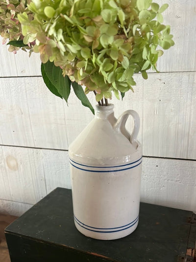 Vintage Stoneware Jug - Blue Stripes - Diamonds & Rust