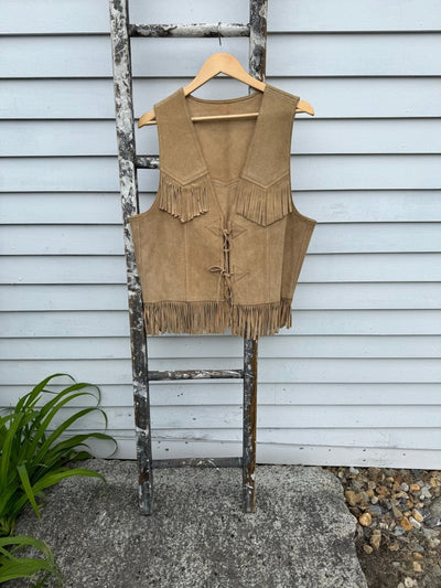 Vintage Suede Vest w/ Fringe - Diamonds & Rust