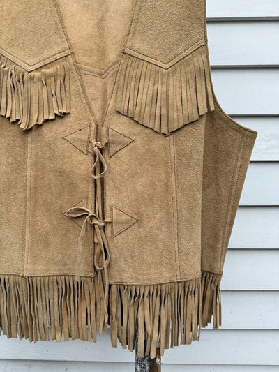 Vintage Suede Vest w/ Fringe - Diamonds & Rust