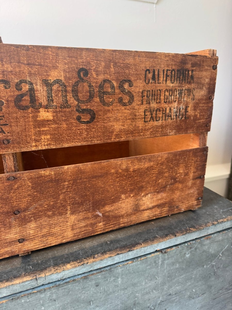 Vintage Sunkist Orange Wood Double Crate - Diamonds & Rust