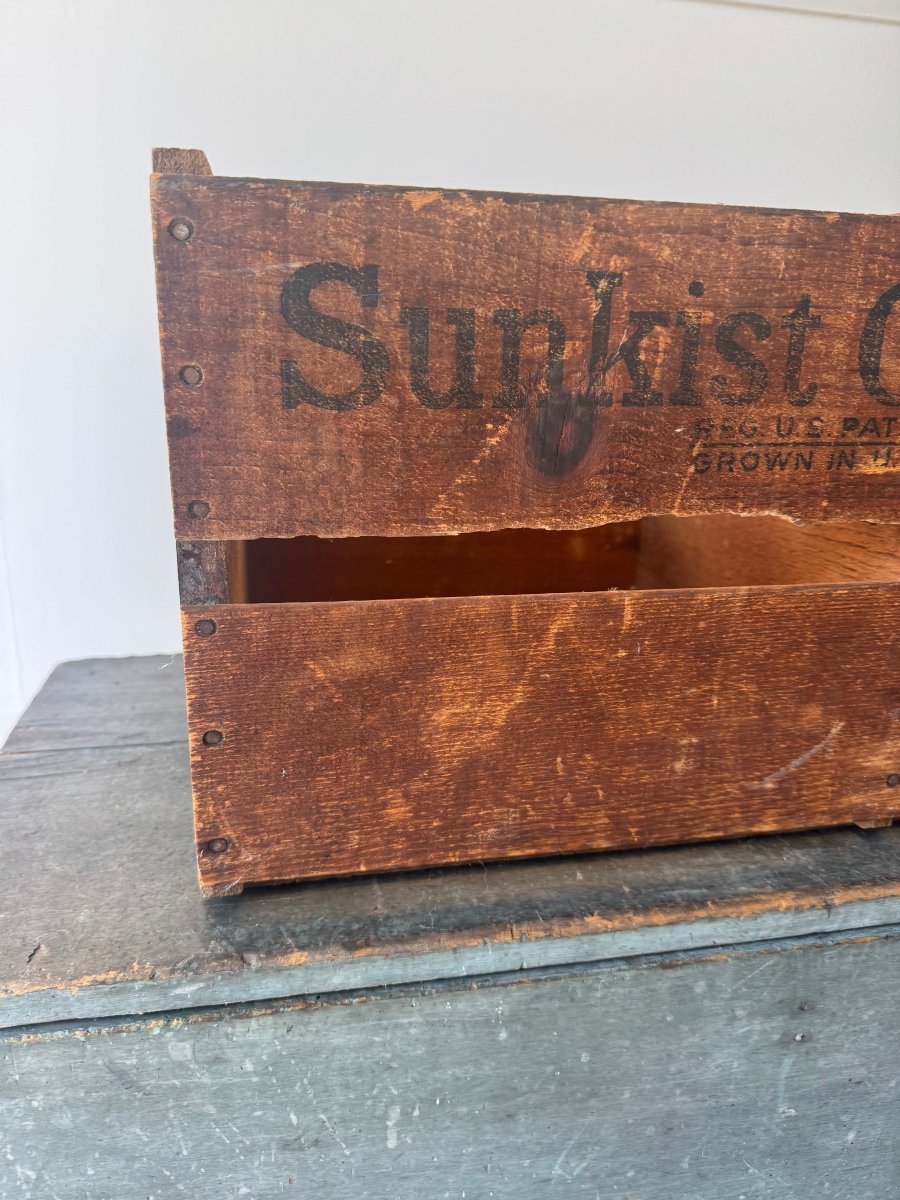 Vintage Sunkist Orange Wood Double Crate - Diamonds & Rust