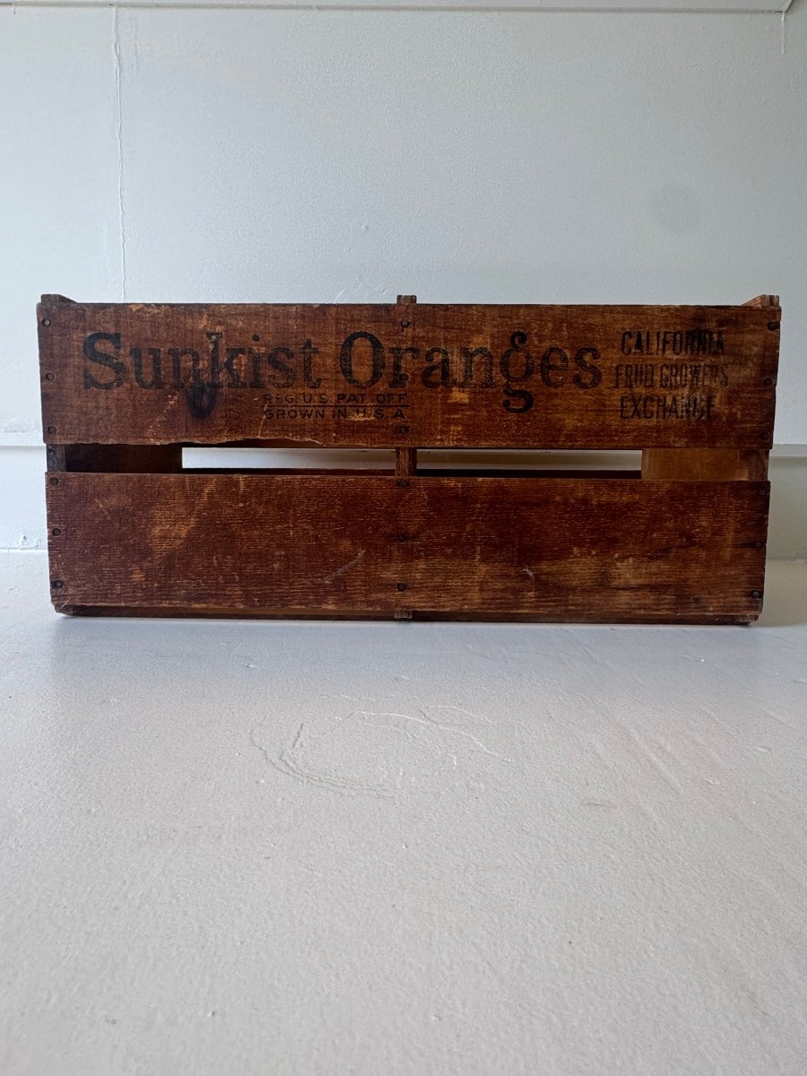 Vintage Sunkist Orange Wood Double Crate - Diamonds & Rust