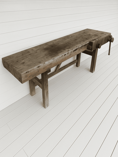 Vintage Tree Slab Workbench - Diamonds & Rust