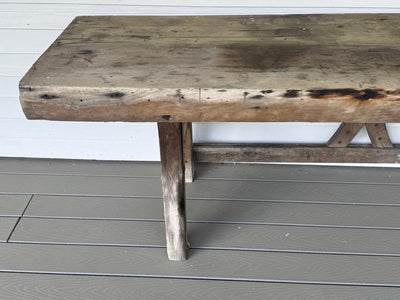 Vintage Tree Slab Workbench - Diamonds & Rust