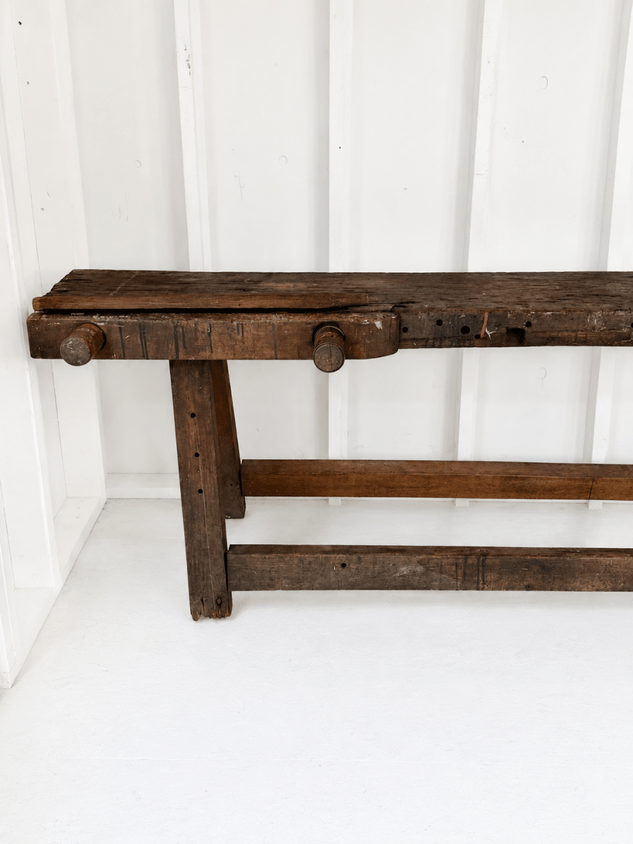 Vintage Tree Slab Workbench - Diamonds & Rust
