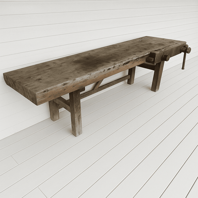Vintage Tree Slab Workbench - Diamonds & Rust