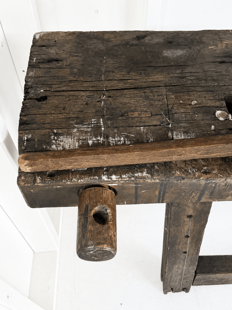 Vintage Tree Slab Workbench - Diamonds & Rust