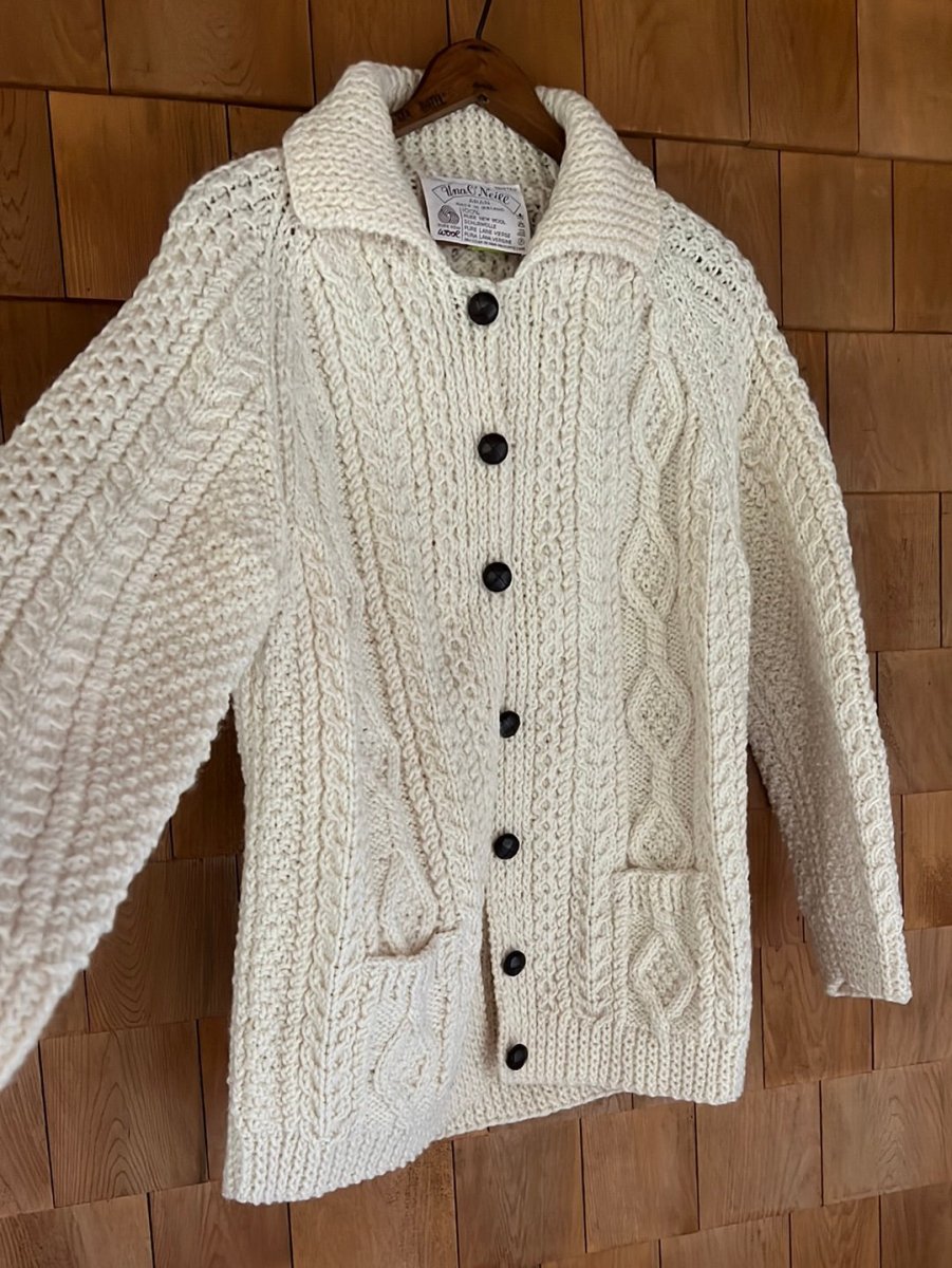 Vintage Una O'Neill Wool Cardigan Sweater - Diamonds & Rust