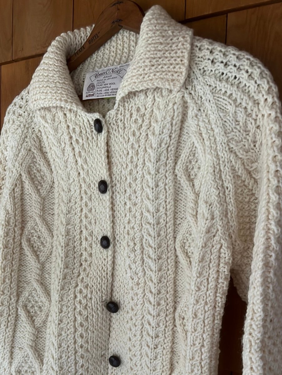 Vintage Una O'Neill Wool Cardigan Sweater - Diamonds & Rust