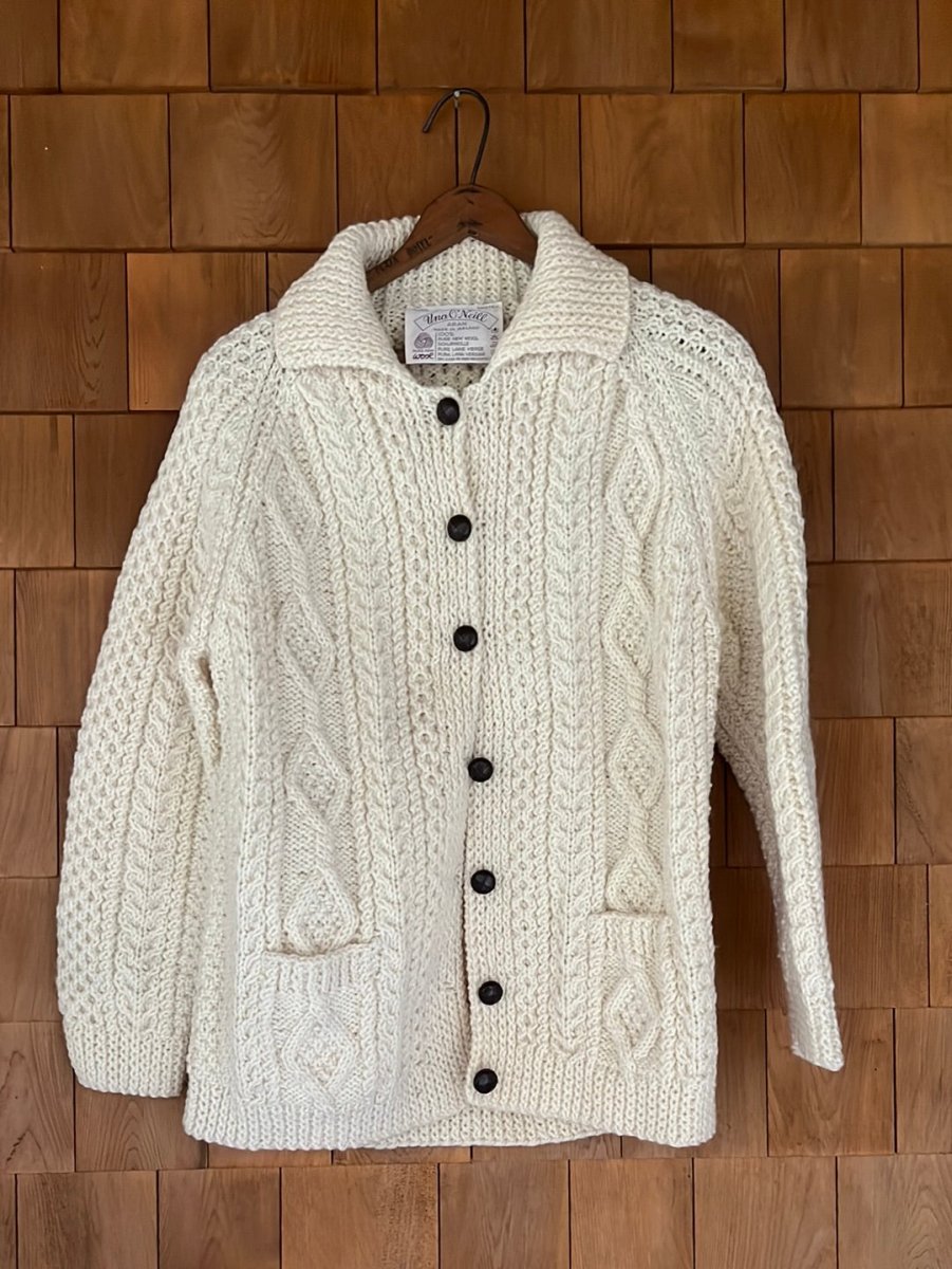 Vintage Una O'Neill Wool Cardigan Sweater - Diamonds & Rust